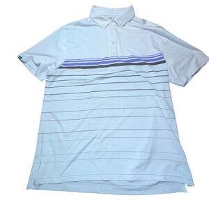 Matte Grey Golf Polo Shirt XL White Striped Performance Moisture Wicking